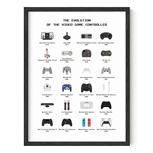 Haus and Hues Video Game Posters, Gamer Wall Decor For Boys Bedroom Posters, Video Game Room Decor For Teen Boys, Gaming Posters For Gamer Room Decor, Video Game Framed Posters (Black Framed, 12x16) - Controller - 12x16 Black Framed