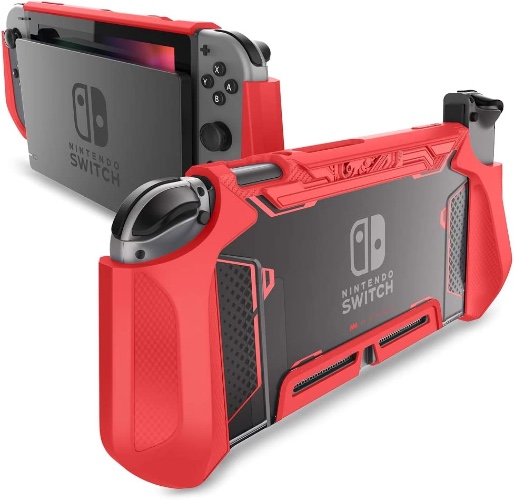 Dockable Case for Nintendo Switch, Mumba [Blade Series] TPU Grip Protective Cover Case Compatible with Nintendo Switch Console and Joy-Con Controller (Red) - Red