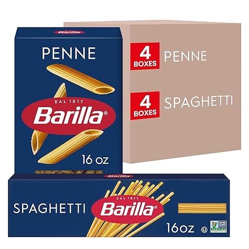 Barilla Penne Pasta & Spaghetti Pasta Variety Pack, 16 oz. Boxes (Pack of 8) - Non-GMO Pasta Made with Durum Wheat Semolina - Kosher Certified Pasta
