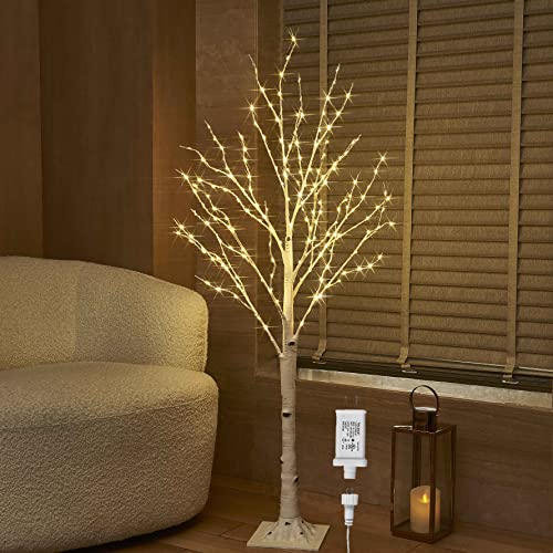 BAOLITVINE Birch Tree with Lights 4FT 200 Fairy Lights, Lighted Trees for Home Wedding Party Christmas Decoration Inside Outdoor - 4FT BIRCH