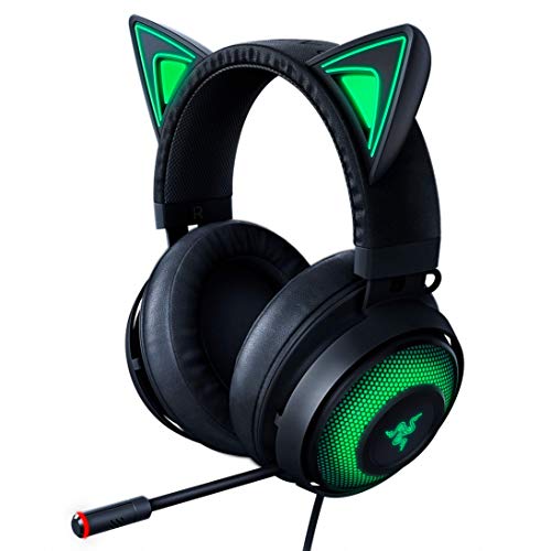 Razer Kraken Kitty RGB USB Gaming Headset: THX 7.1 Spatial Surround Sound - Chroma RGB Lighting - Retractable Active Noise Cancelling Mic - Lightweight Aluminum Frame - for PC - Classic Black - Classic Black