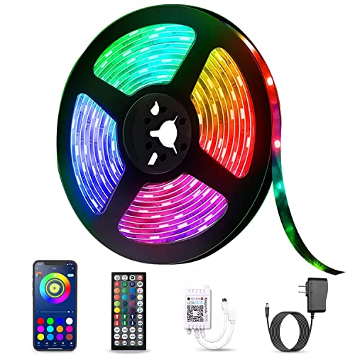 RGB Led Strip Lights 32.8ft, Music Sync Color Changing LED Light Strips Kit with Ir Remote, Led Lights for Bedroom, Kitchen, Home Decoration - 30FT