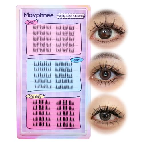Manga Lash Clusters Anime Eyelash Clusters DIY Lash Extensions 90 Pcs Japanese Spiky Eyelash Extensions 3 Styles Mixed Doll Eye Lash Individuals by Mavphnee