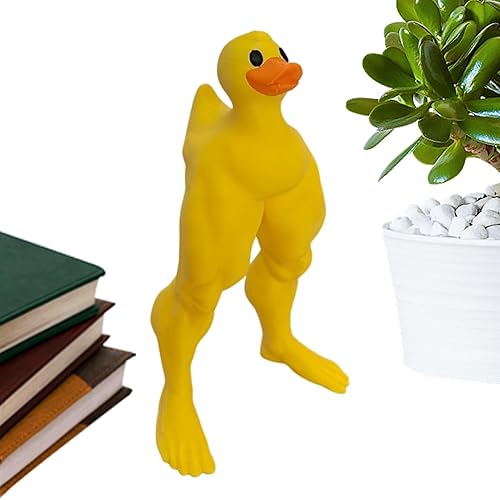 Muscular Buff Duck - Funny Muscle Gooses Statue, Cute Resin Duck Figurine With Muscular Legs | Yellow Table Novelty Home Decor Ornament, Unique Giftss For Living Room Duck Lovers Collectors - Small