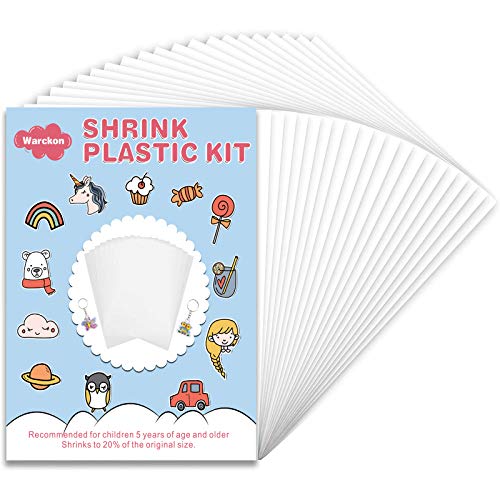 Warckon 24 Pieces Shrink Plastic Sheets, Shrink Art Paper Shrink Film Sheets Frosted Ruff n' Ready for Kids Creative Craft, Create Your Own Earrings, Necklace, Keychains (7.9 X 5.7 inch) - 24