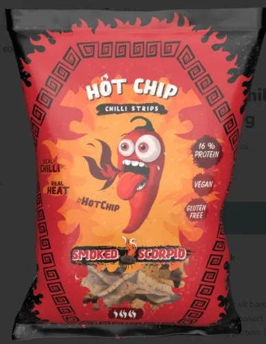 Kjøp Hot Chip Chilli Strips Smoked Scorpio 80g hos Coopers Candy - Godteri på nettet