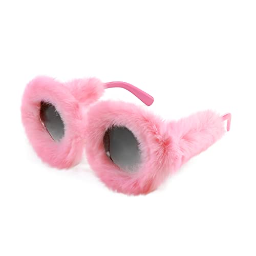 Plush Fuzzy Round Sunglasses
