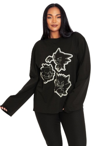 POKEMON - Gastly Evolution Long Sleeve Oversized Boyfriend Tee