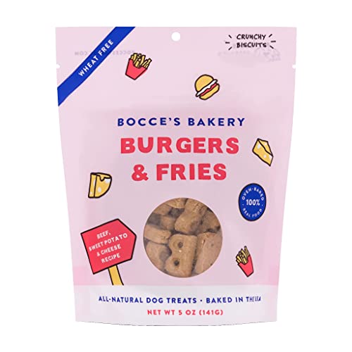 Bocce's Bakery - Limited Edition Wheat-Free Dog Treats, Burgers & Fries Biscuits, 5 oz - Burgers and Fries