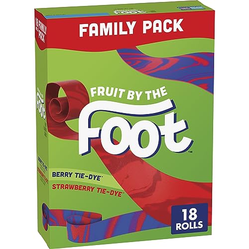Fruit By The Foot Fruit Flavored Snacks, Berry Tie-Dye & Strawberry Tie-Dye, Family Pack, 18 Rolls, 13.5 oz - 13.5 Ounce (Pack of 1)