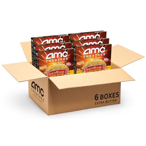 AMC Theatres Microwave Popcorn, Extra Butter, 2.75 oz (6 Boxes, 36 Count) - Extra Butter