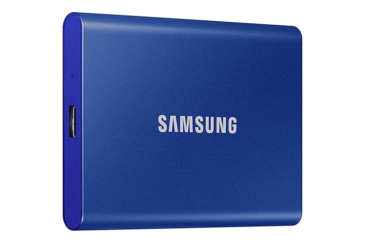 SAMSUNG T7 Portable SSD, 2TB External Solid State Drive, Speeds Up to 1,050MB/s, USB 3.2 Gen 2, Reliable Storage for Gaming, Students, Professionals, MU-PC2T0H/AM, Blue - Blue - 2 TB