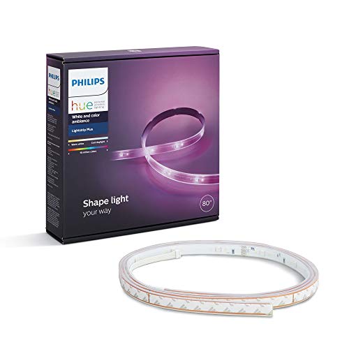 Philips Hue 800276 White and Color Ambiance LightStrip Plus Dimmable LED Smart Light (Requires Hue Hub, Works with Alexa, HomeKit & Google Assistant), 80 inch - Lightstrip Base