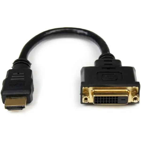 StarTech.com HDMI Male to DVI Female Adapter - 8-Inch - 1080p DVI-D Gender Changer Cable (HDDVIMF8IN), Black