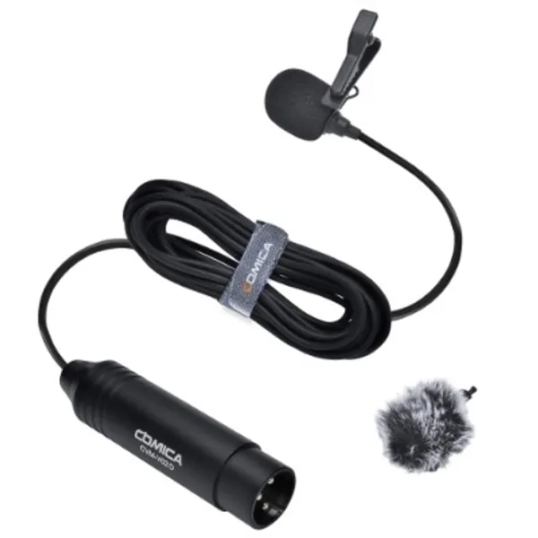 Comica CVM-V02O Phantom Power Omni-Directional XLR Lavalier Lapel Microphone for Canon Sony Panasonic Camcorders Zoom H4n H5 H6 Tascam DR-40 DR05 DR-701D DR-60D DR-70D DR-100 Recorders(1 Pack)(5.9ft)