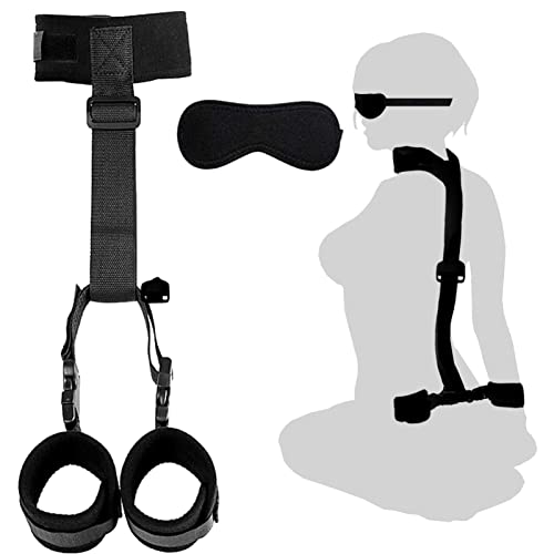 BDSM Adult Sex Toys for Couples Bondage Restraints Set Neck to Wrist - Behind Back Handcuffs Collar with Blindfold Adjustable Bondage Gear & Accessories, Bed SM Games Play Toys Couples Adult Sex Rope