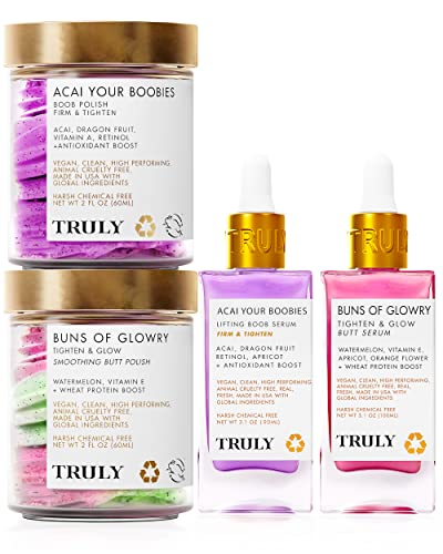 Truly Beauty "Ultimate Buns and Boobies" bundle - Firming butt enhancement cream serum, Breast Enhancement Cream serum - Butt Enhancer - helps reduce loose skin with Anti aging retinol - Ultimate Buns & Boobies Bundle