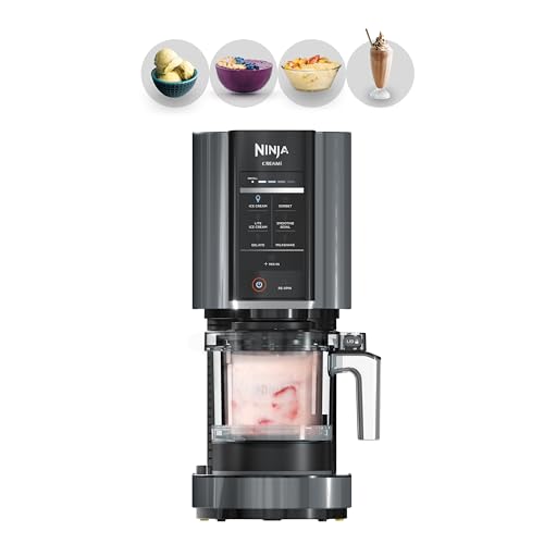 Ninja NC299AMZ CREAMi Ice Cream Maker, for Gelato, Mix-ins, Milkshakes, Sorbet, Smoothie Bowls & More, 7 One-Touch Programs, with (1) Pint Container & Lid, Compact Size, Perfect for Kids, Matte Black - (1) 16 oz. Pint