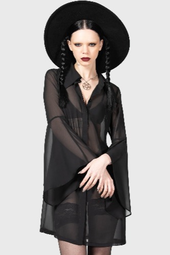 Arlene Shirt Dress | XS / Black / 100% Polyester