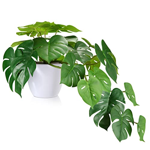 SOGUYI 45cm Künstliche Tropical Monstera Deko Pflanzen Hochrealistisch Plastik Kunstpflanze , Modern für Heim Büro Bad Küche und Indoor Dekoration - Monstera Deliciosa