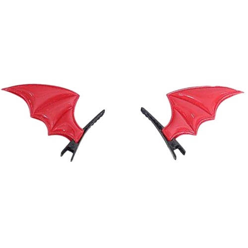 Cute Bat Shaped Hair Clips - 1 Pair - Red