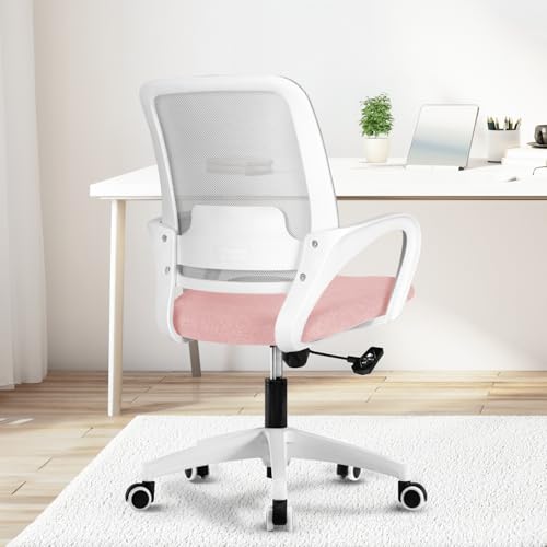 NEO CHAIR Office Chair Ergonomic Desk Chair Mesh Computer Chair Lumbar Support Modern Executive Adjustable Rolling Swivel Chair Comfortable Mid Black Task Home Office Chair (Pastel Pink) - Pastel Pink