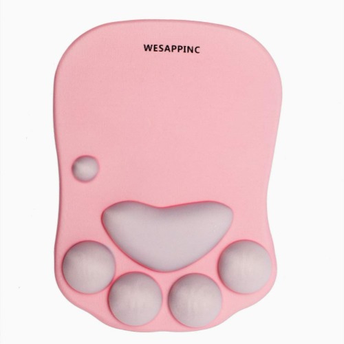 WESAPPINC Cat Paw Mouse Pad with Wrist Support Cushion Soft Silicone Wrist Rests Ergonomic Cute Mousepad Design for Office Computer Mac Gaming Desk Decor (10.7x7.8x0.9'') (Pink) - Pink
