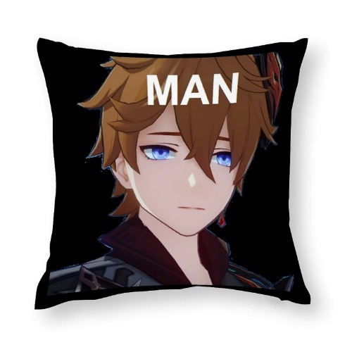 Childe Tartaglia Pillow Cover Anime Genshin Pillowcase Soft Home Decorative for Bed Bedroom Living Room Throw Pillow Case Canvas Sofa Cushion Cover - White-style1