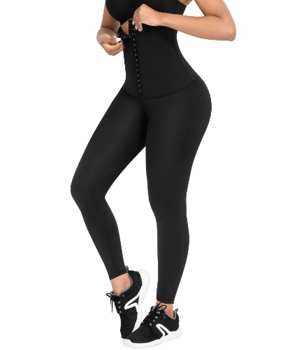 FeelinGirl High Waist Tummy Control Leggings for Women Waist Trainer Corset Compression Yoga Pants with Pockets - A-black Large