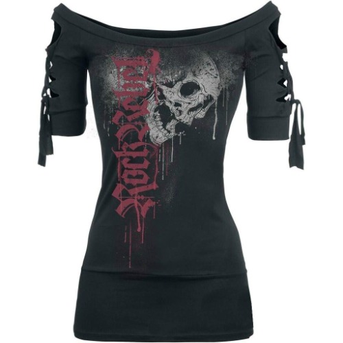 FQZWONG Y2K Tops Women's Sexy Off The Shoulder Short Sleeve Vintage Skull Graphic Tees Plus Size Summer Tshirt Going Out Tops - X-Large Black