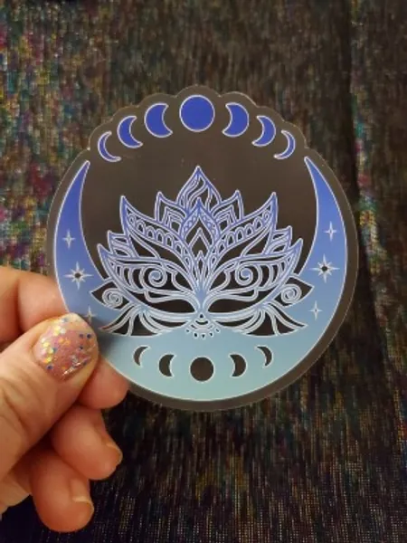 Boho Lotus and Moon 3 Clear Vinyl Sticker | Etsy