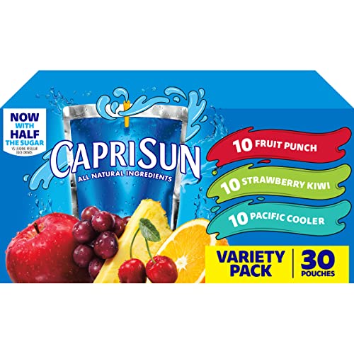 Capri Sun Fruit Punch, Strawberry Kiwi & Mixed Fruit Variety Pack Ready-to-Drink Juice (30 Pouches, 3 Boxes of 10) - Variety Pack - 30 Count (Pack of 1)