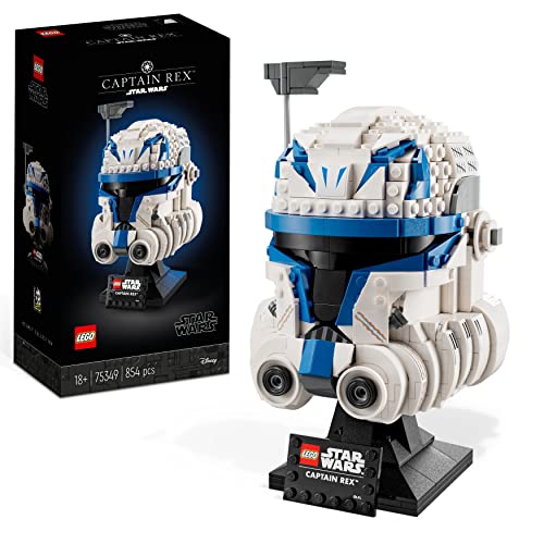 LEGO 75349 Star Wars Captain Rex Helmet Set, The Clone Wars Collectible for Adults, 2023 Series Model Collection, Memorabilia Gift Idea for Him or Her - Single