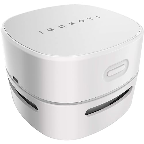 IGOKOTI Desktop Vacuum Cleaner, Rechargeable Desk Vacuum Cleaner Mini Desk Hoover Dust Sweeper Energy Saving Design for Home Office Tech Gifts (White) - White