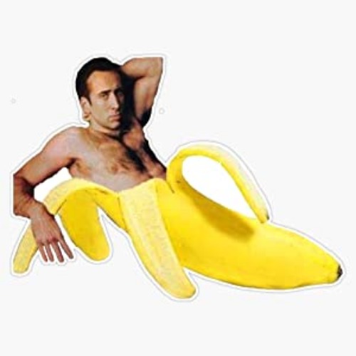 Nicolas Cage In A Banana - Bright Yellow Vinyl Waterproof Sticker Decal Car Laptop Wall Window Bumper Sticker 5"