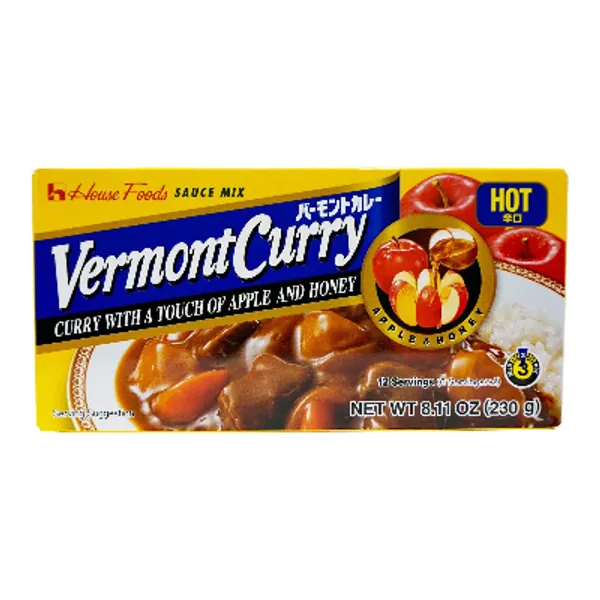House Foods, Vermont Curry with A Touch of Apple and Honey (Hot), 8.1 oz