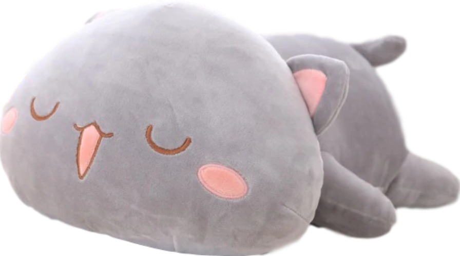 Kawaii Lying Cat Plush (4 VARIANTS, 3 SIZES) - 26″ / 65 cm / Gray (Sleepy)