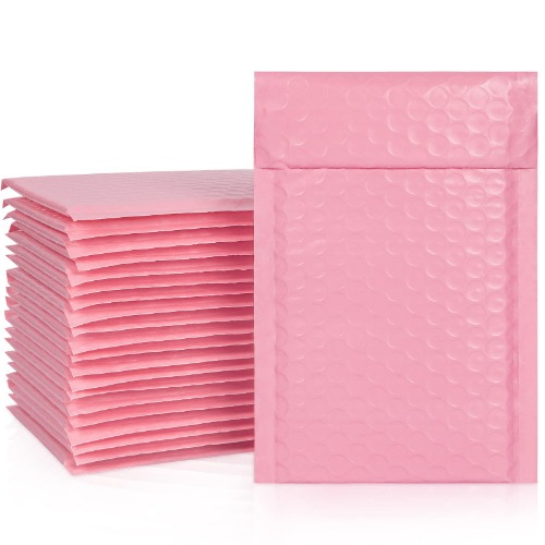 4 x 8 Inch Bubble Mailers 60 Pack, Self-Seal Poly Padded Envelope, Waterproof Shipping Bags for Small Business, Light Pink