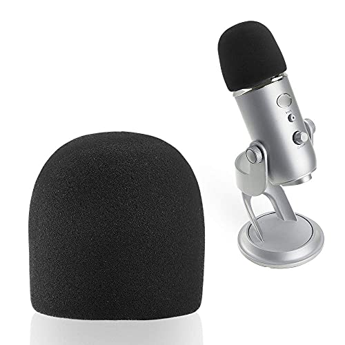 SUNMON Microphone Foam Windscreen Cover, Perfect Mic Pop Filter Mask Shield for Blue Yeti, Yeti Pro, MXL, Audio Technica Microphones and USB Mics (Black) - Black