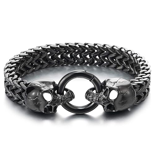 Stainless Steel Skull Franco Link Curb Chain Bracelet