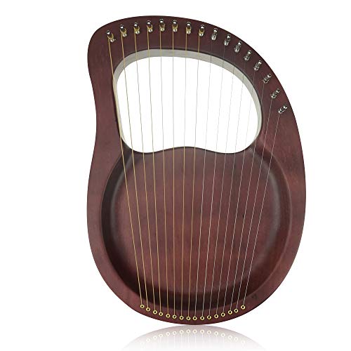 16-String Wooden Lyre Harp, Mahogany Wood with Kit