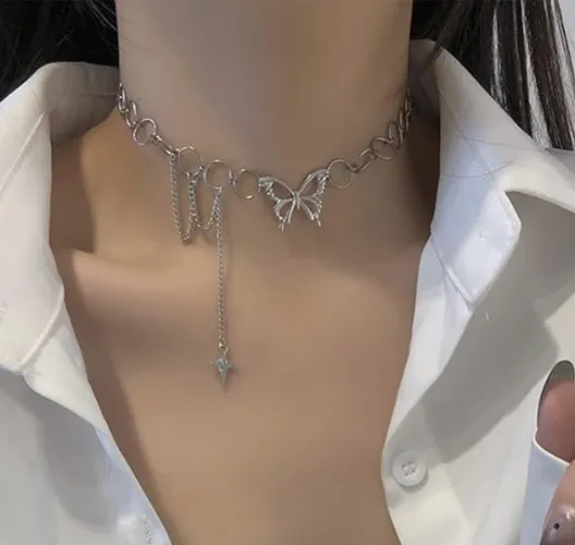 Steel Butterfly Chain Choker