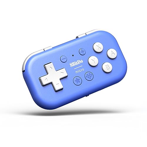 8Bitdo Micro Bluetooth Gamepad Pocket-sized Mini Controller for Switch, Android, and Raspberry Pi, Supports Keyboard Mode (Blue) - Blue