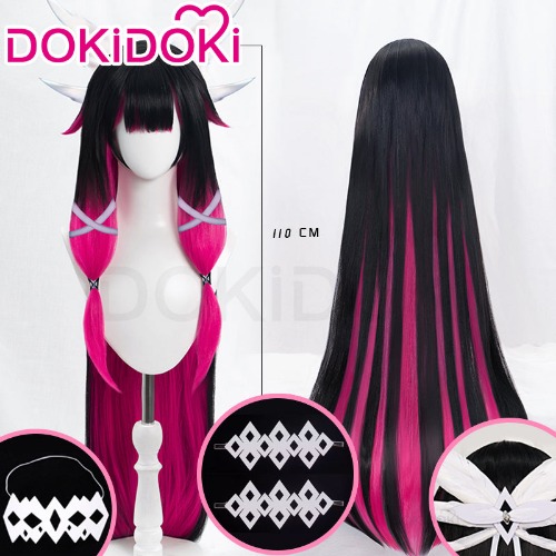 DokiDoki Game Genshin Impact Fatui Harbinger Cosplay Wig Cosplay Columbina Wig Long Straight | 110CM-Order Processing Time Refer to Description Page