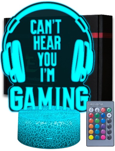 ARERG Can't Hear You I'm Gaming Night Light, 3D Illusion Gaming Accessories lamp for Desk, Dimmable 16 Color Changing Headphone Lightup Game Signs, Boys Teens Gamer Gifts Game Zone Video Room Decor
