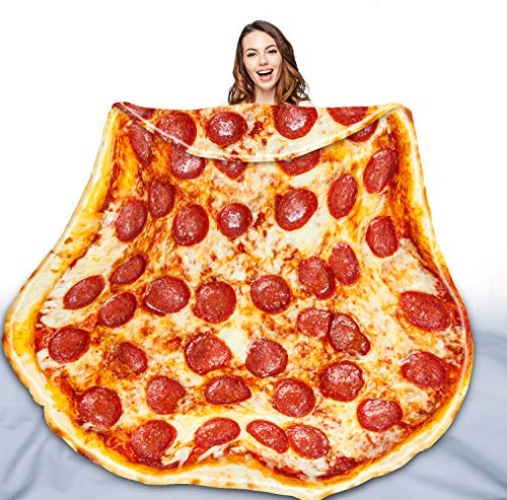 QiyI Pizza Blanket for Adult Kids, Double Sided Giant Food Throw Blanket, Funny Pizza Gifts, 60" Novelty Round Blanket, Warm Soft Tortilla Blanket - 60 inches - Prosciutto Pizza 2