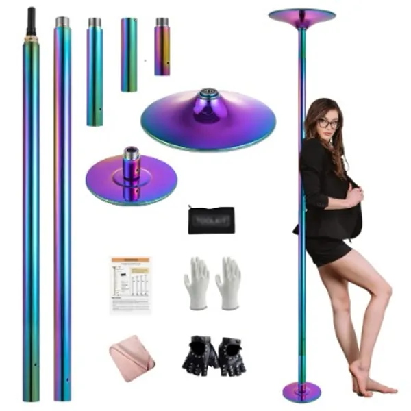 PRIORMAN Pole Dancing Pole for Home - 45mm Spinning Dance Pole with Extension, Gold/Silver/Black/Colorful Portable Dance Pole, Great for Bedroom, Pole Dance Studio & Pole Fitness…