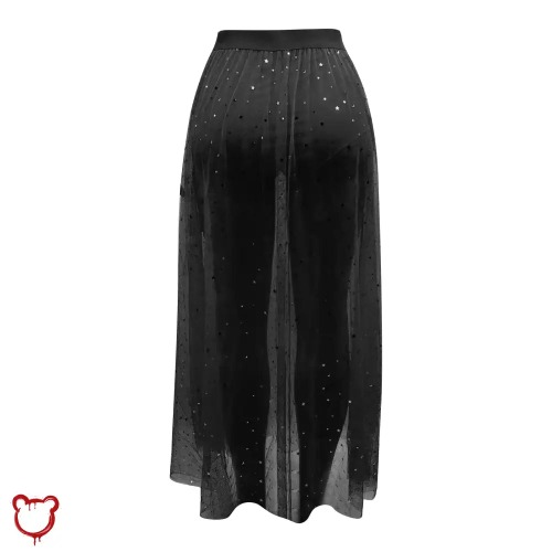 Black mesh high waist maxi skirt. - Black / S