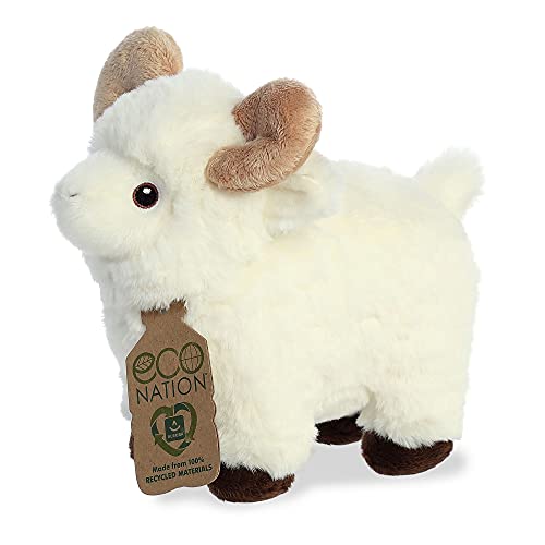 Aurora® Eco-Friendly Eco Nation™ Ram Stuffed Animal - Environmental Consciousness - Recycled Materials - White 8 Inches - Ram - 8 inches