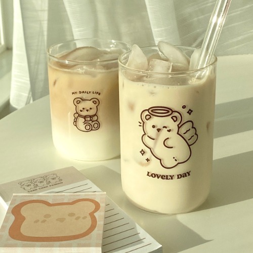 angel bear glass cup 